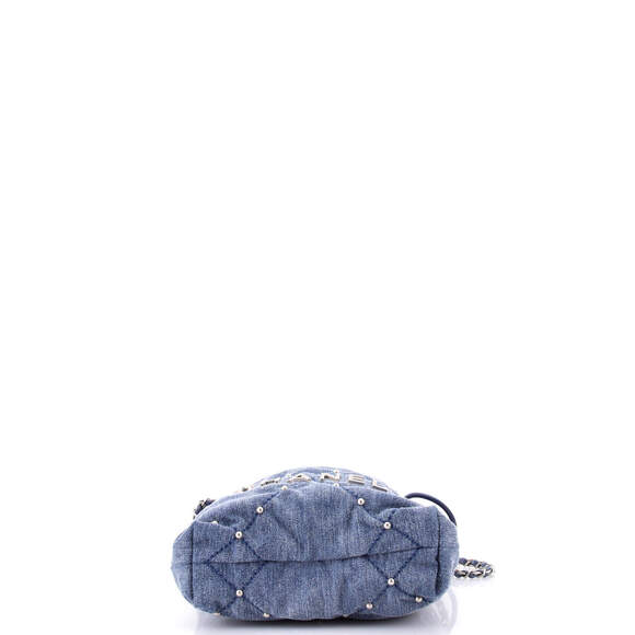 Chanel Mini 22 Chain Hobo Quilted Studded Denim - Picture 4 of 5